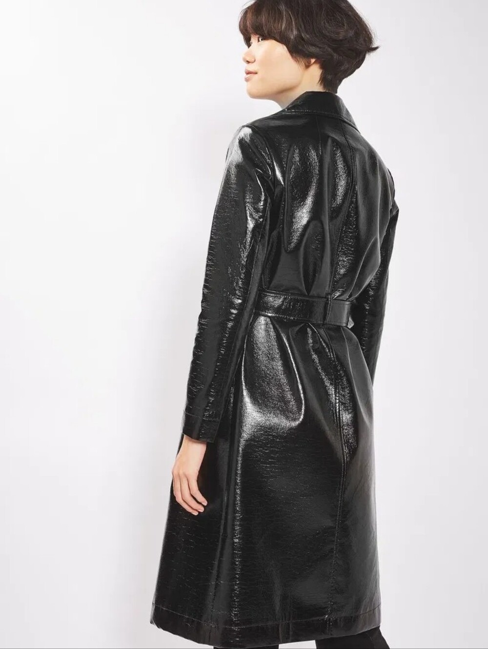 Topshop Faux Leather Trench - Picture 2 of 10
